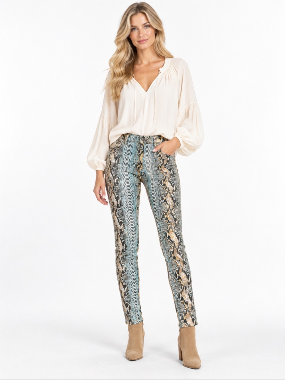 Marciano No. 61 Skinny Jeans Blue Snakeskin Print Size 27